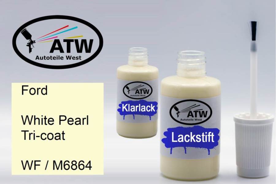 Ford, White Pearl Tricoat, WF / M6864: 20ml Lackstift + 20ml Klarlack - Set, von ATW Autoteile West.